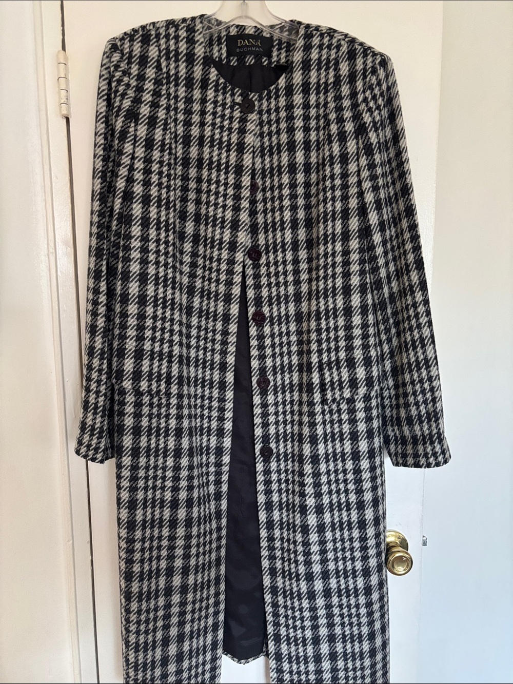 Dana Buchman Black & White Houndstooth Coat